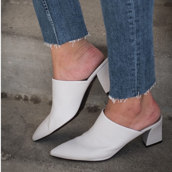 white pointed toe mule